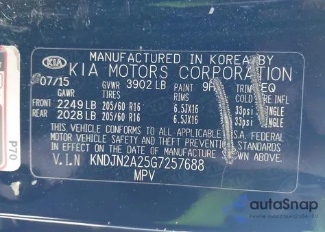 2016 Kia Soul from USA, damaged, VIN KNDJN2A25G7257688